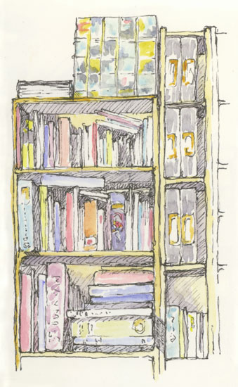 sketch of bookshelf